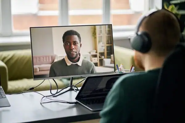 Man attending online mediation Fareham MIAMS session